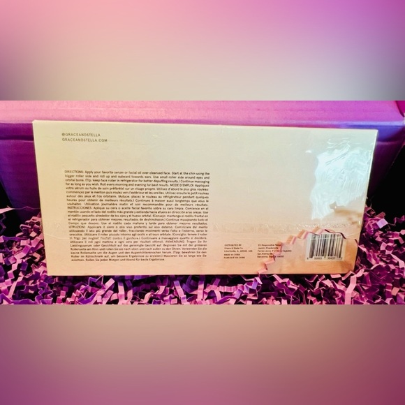NIB Grace & Stella This Rose Ain’t Thorny Rose Quartz Facial Roller/Massager - Picture 12 of 12